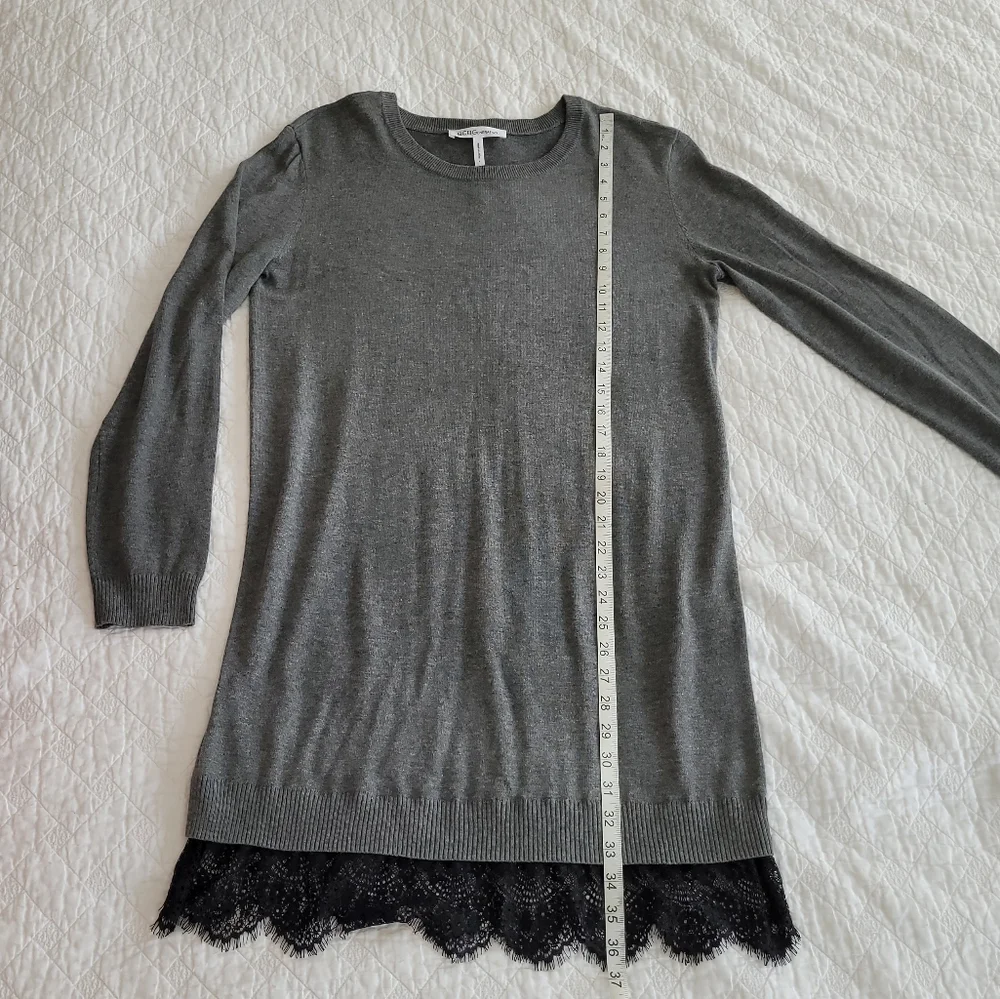 BCBGeneration grey ribbed crew neck longsleeve shift sweaterdress size Large NWT